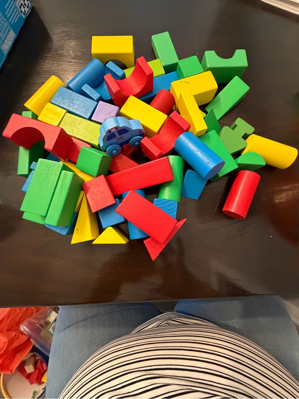 Wooden Blocks With Wooden Car - 55 pieces
